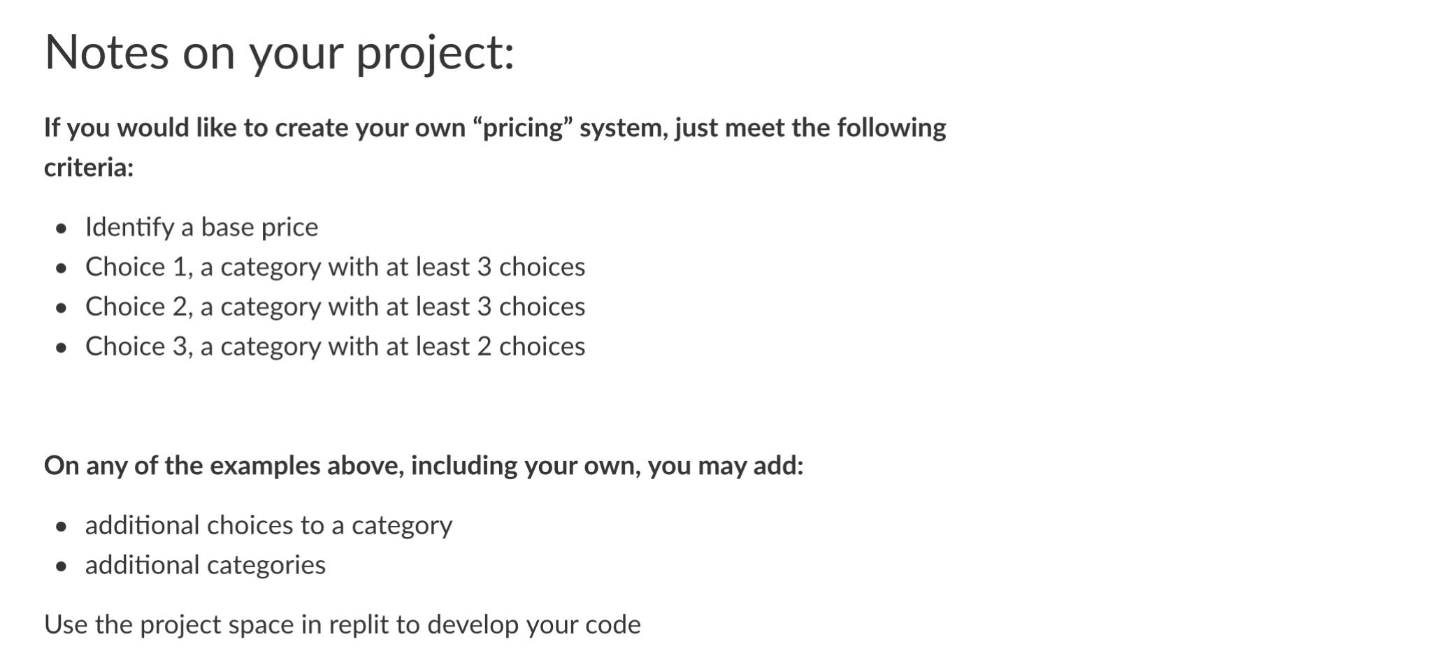 Solved Notes on your project: If you would like to create | Chegg.com