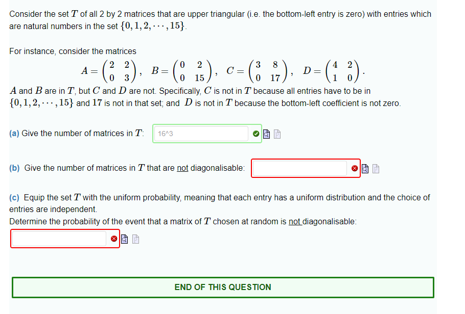 Solved Consider the set \\( T \\) of all 2 by 2 matrices | Chegg.com