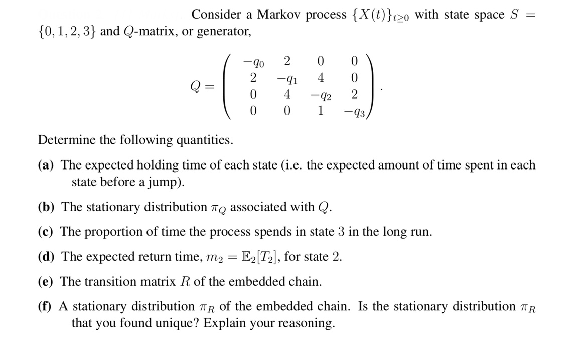 Solved Consider a Markov process {X(t)}t≥0 with state space | Chegg.com