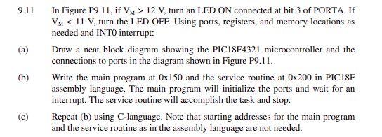 Solved 9.11 In Figure P9.11, if VM>12 V, turn an LED ON | Chegg.com