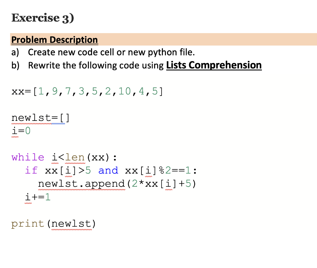 Solved Exercise 3) Problem Description a) Create new code | Chegg.com