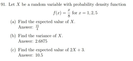 Solved 91. Let X be a random variable with probability | Chegg.com