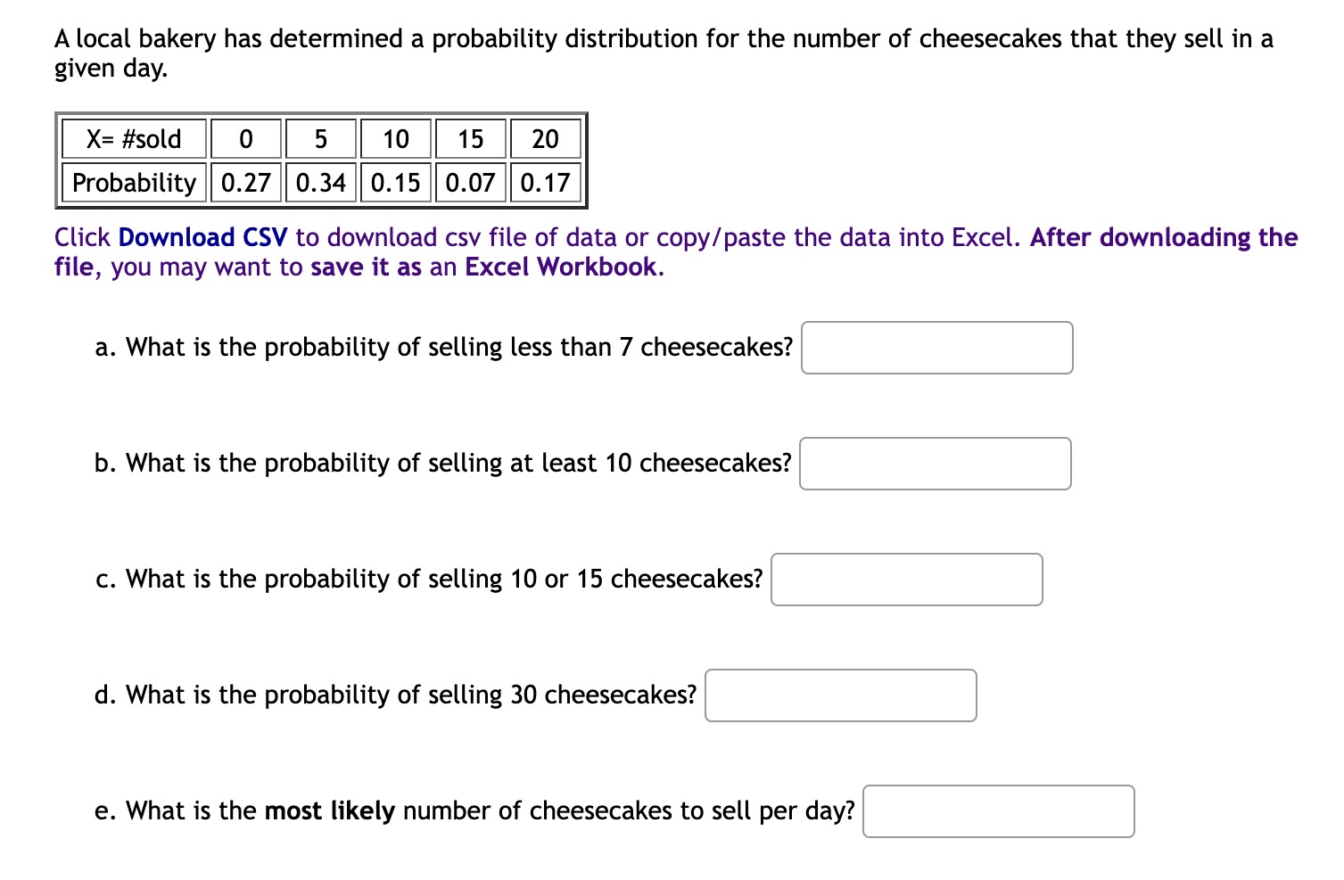Solved A local bakery has determined a probability | Chegg.com