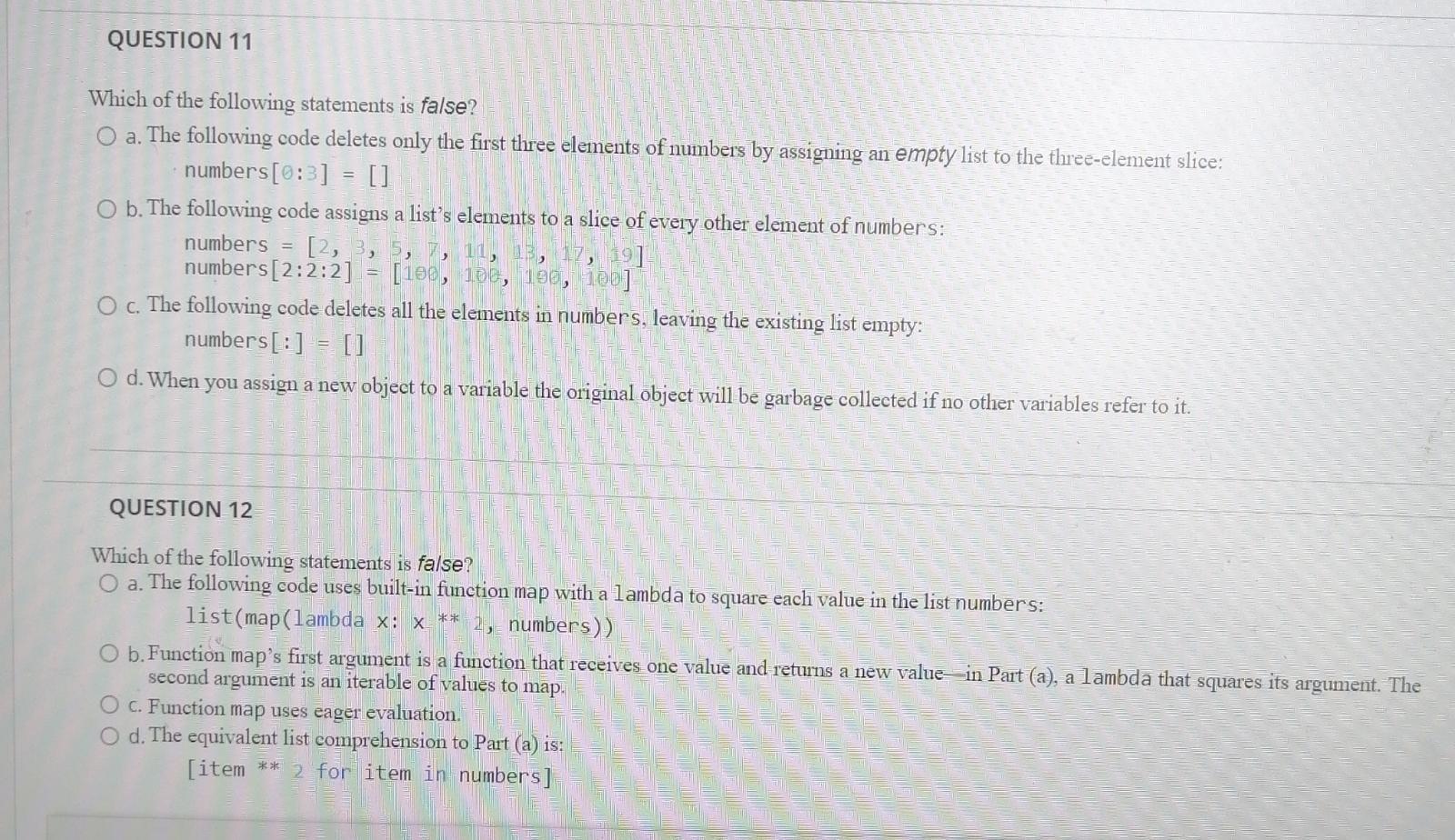 Solved QUESTION 11 = Which of the following statements is | Chegg.com