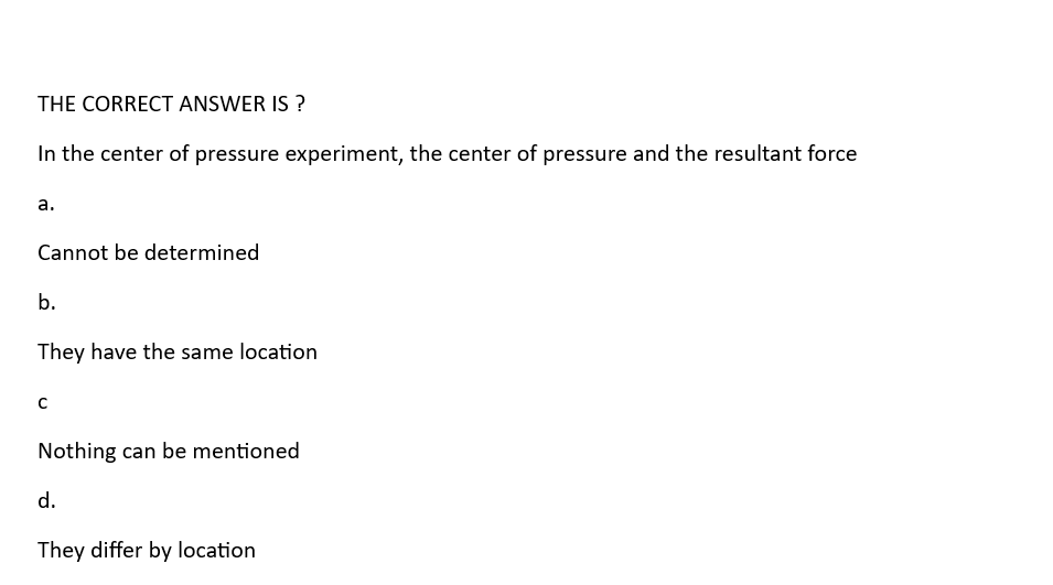 discussion of center of pressure experiment