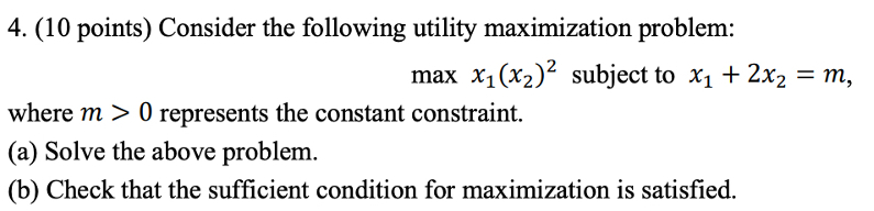 Solved (10 ﻿points) ﻿Consider The Following Utility | Chegg.com