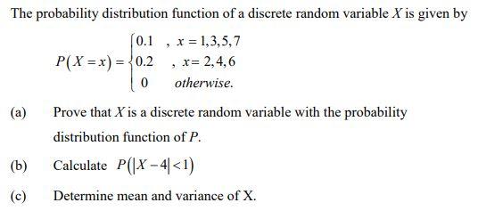 Solved 9 The probability distribution function of a discrete | Chegg.com