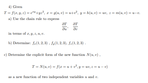 Solved 4 Given T F X Y Z Q Y Yz 1 G U V U V Chegg Com