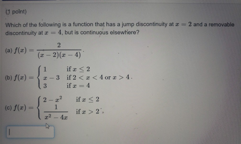 Solved (1 point) Which of the following is a function that | Chegg.com