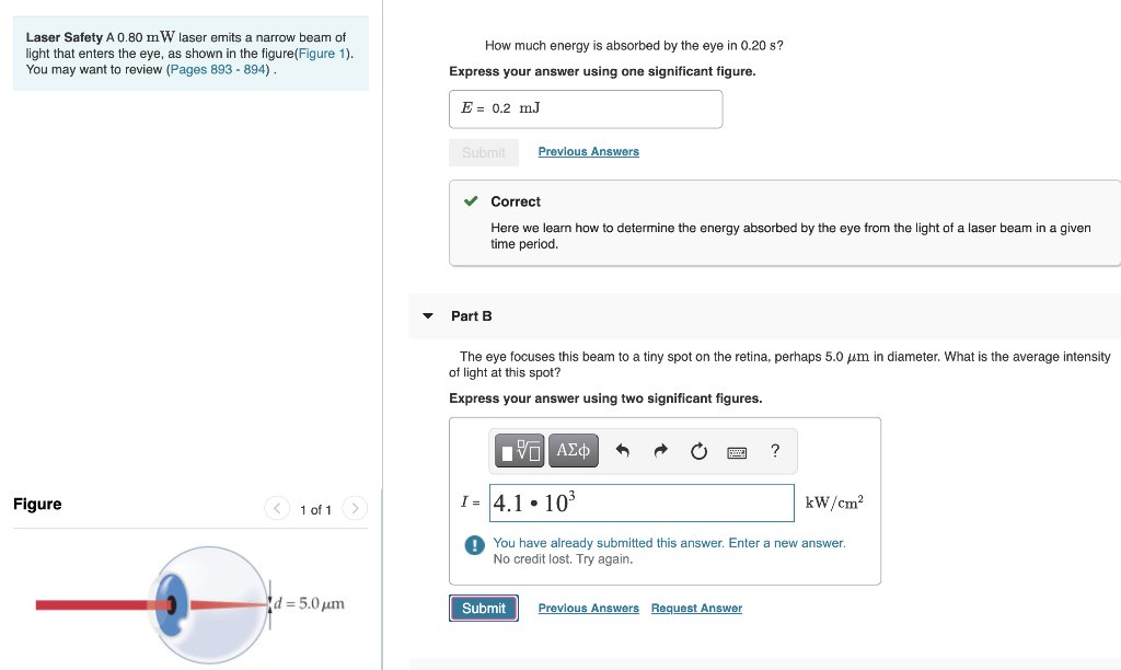 Solved Laser Safety A 0.80 mW laser emits a narrow beam of