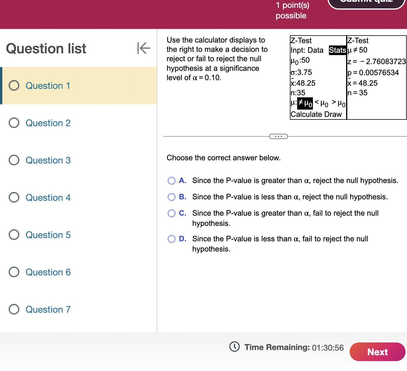 Solved 1 point(s) possible Question list Question 1 Question | Chegg.com