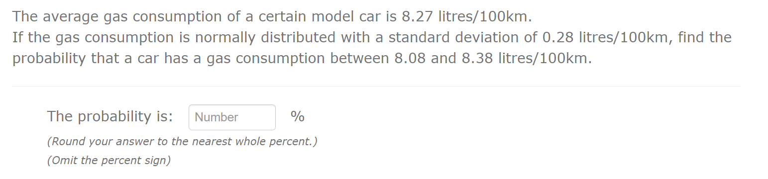 Solved The Average Gas Consumption Of A Certain Model Car Is | Chegg.com