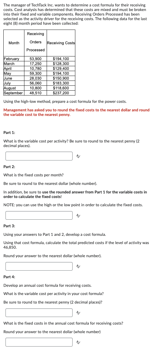 Solved The manager of TechTack Inc. wants to determine a | Chegg.com
