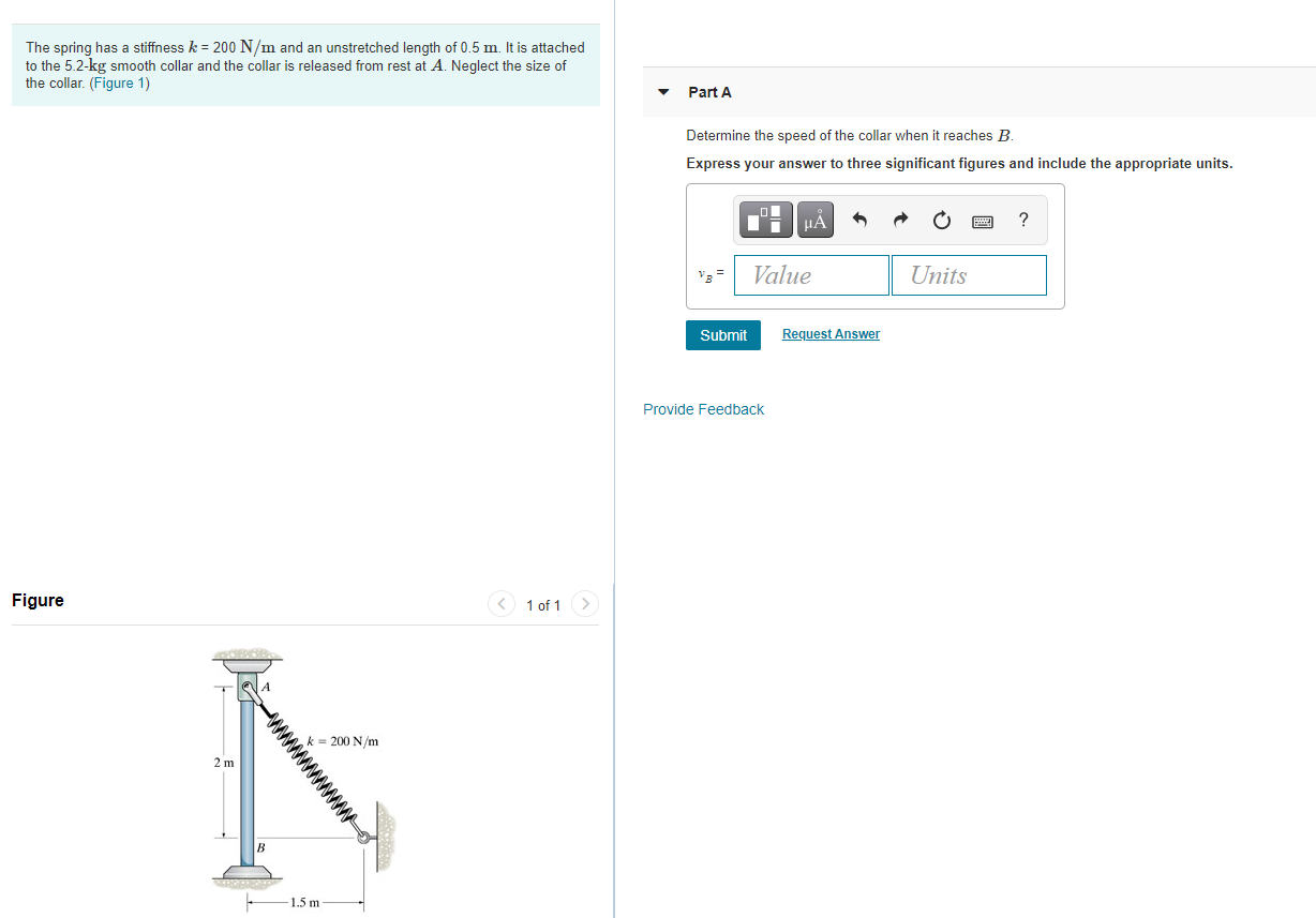 Solved The spring has a stiffness k = 200 N/m and an | Chegg.com
