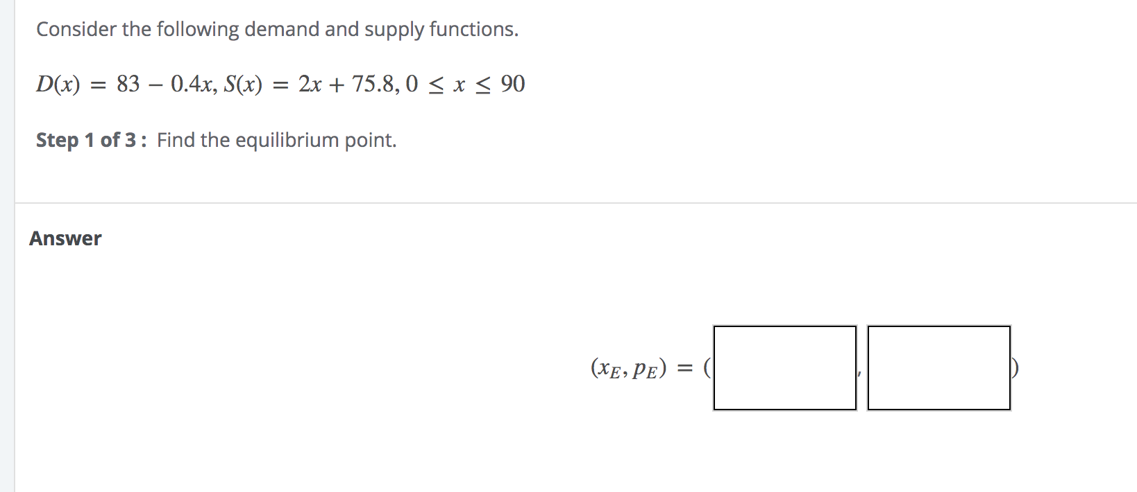 Solved Consider the following demand and supply functions. | Chegg.com