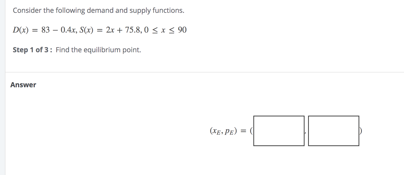 Solved Consider The Following Demand And Supply Functions. | Chegg.com