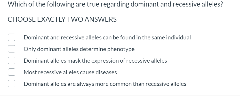 Solved Which of the following are true regarding dominant | Chegg.com