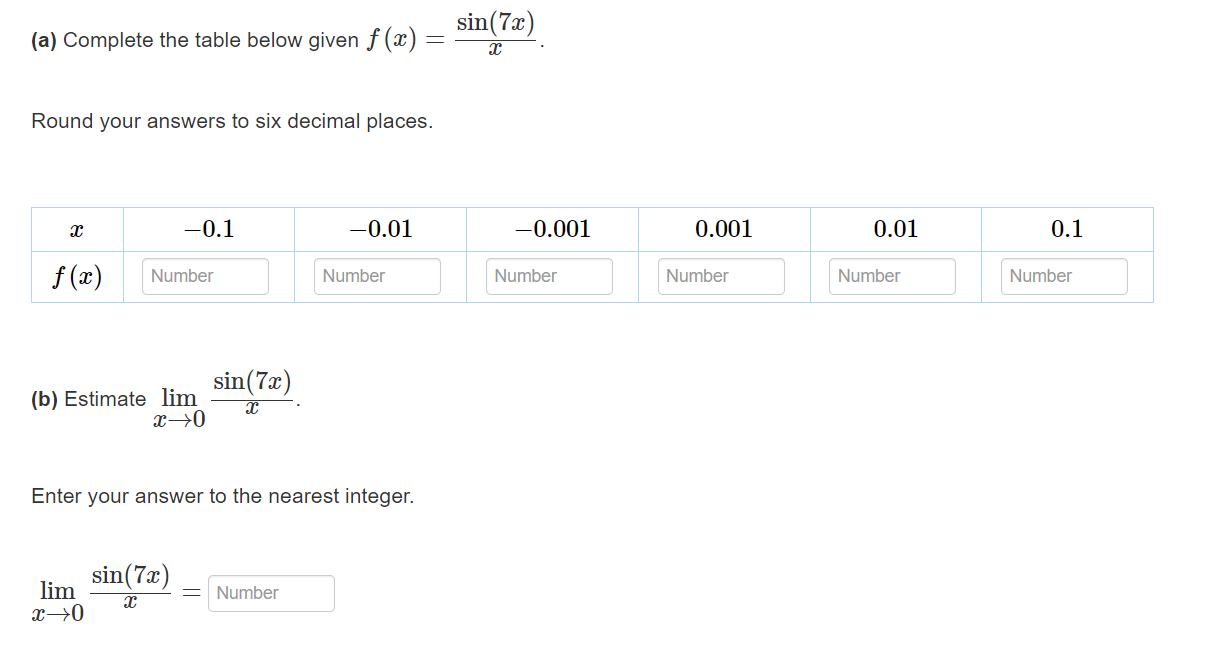 Solved (a) Complete the table below given f(x)=xsin(7x). | Chegg.com