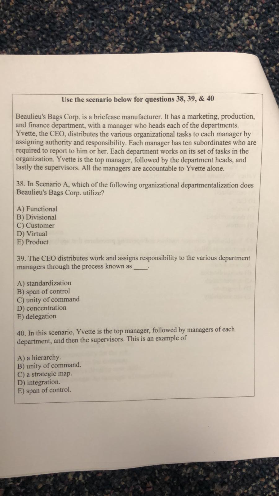 Solved Use the scenario below for questions 38, 39, & 40 | Chegg.com