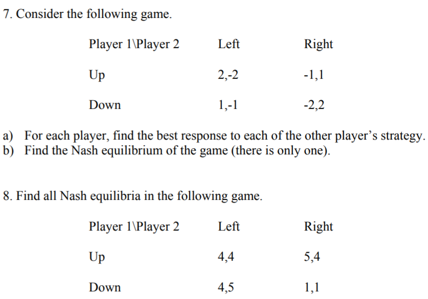 Solved 7. Consider the following game. Player 1\Player 2 | Chegg.com
