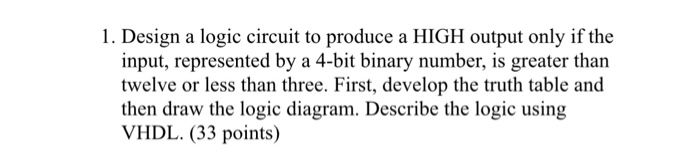 Solved 1. Design a logic circuit to produce a HIGH output | Chegg.com