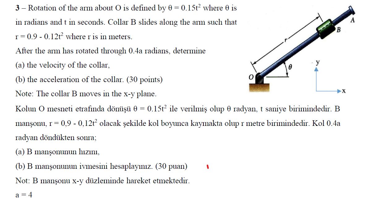 Solved 3 - Rotation of the arm about O is defined by | Chegg.com