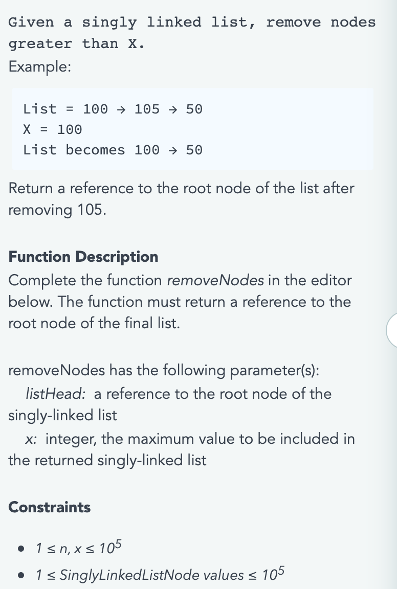 solved-given-singly-linked-list-remove-nodes-greater-x-ex