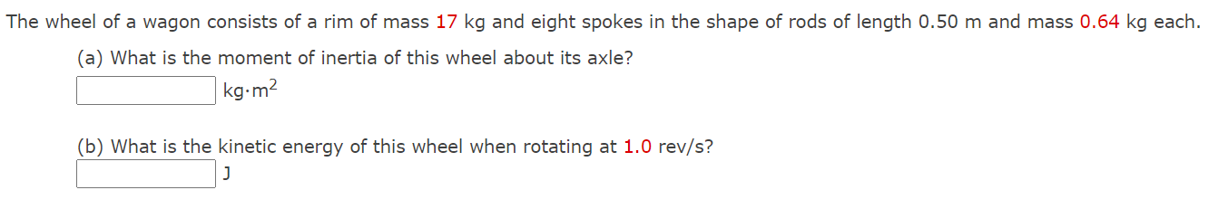 Solved The wheel of a wagon consists of a rim of mass 17 kg | Chegg.com