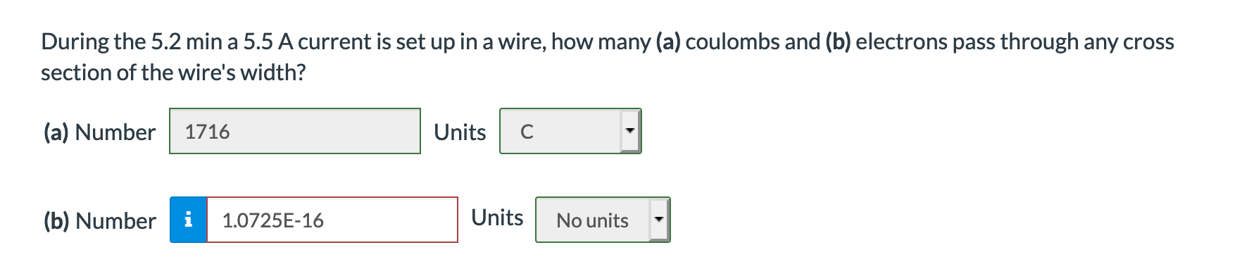 Solved During the 5.2 min a 5.5 A current is set up in a | Chegg.com