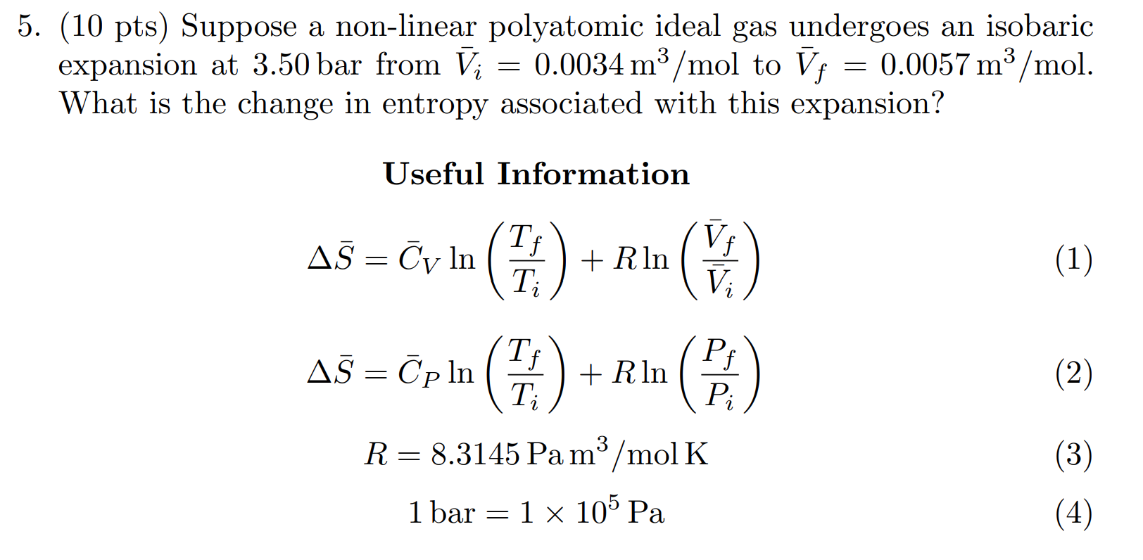 (10 ﻿pts) ﻿Suppose a non-linear polyatomic ideal gas | Chegg.com