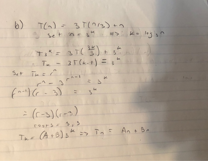 Solved Need help solving this recurrence relation for a 3 | Chegg.com