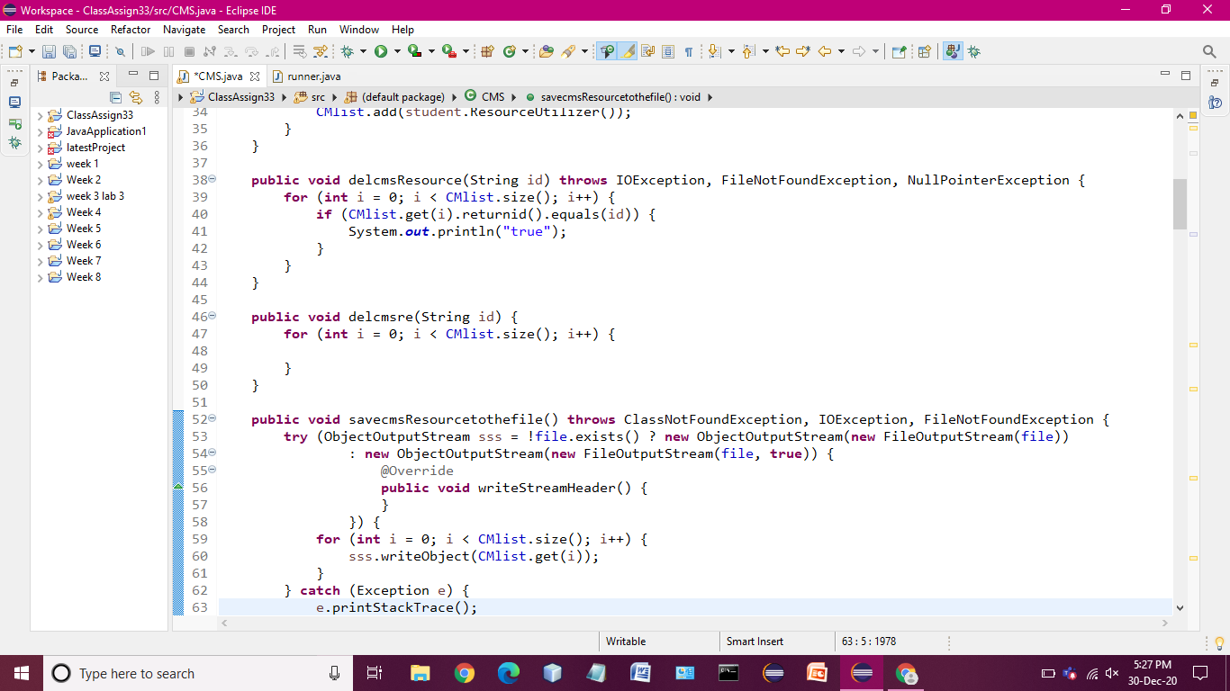 Solved HERe is the code for CMS.java. when i run this code | Chegg.com