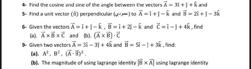 4- Find the cosine and sine of the angle between the | Chegg.com