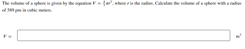 Solved The volume of a sphere is given by the equation | Chegg.com