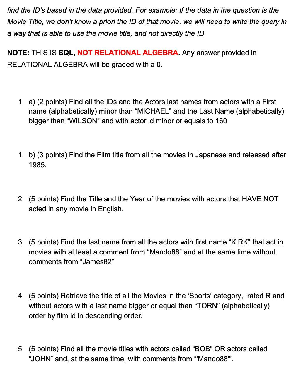 Solved Instructions: For this assignment you must submit a | Chegg.com