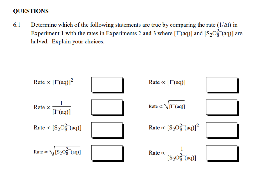 Solved Consider your results from Experiments 1, 2 and 3 in | Chegg.com