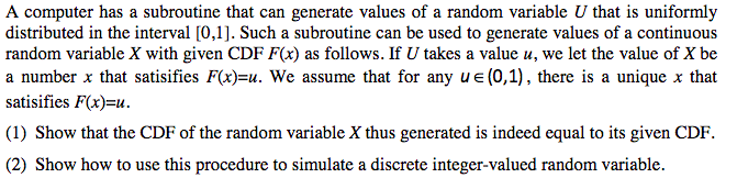 Solved A computer has a subroutine that can generate values | Chegg.com