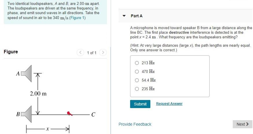 Solved Two Identical Loudspeakers, A And B, Are 2.00-m | Chegg.com