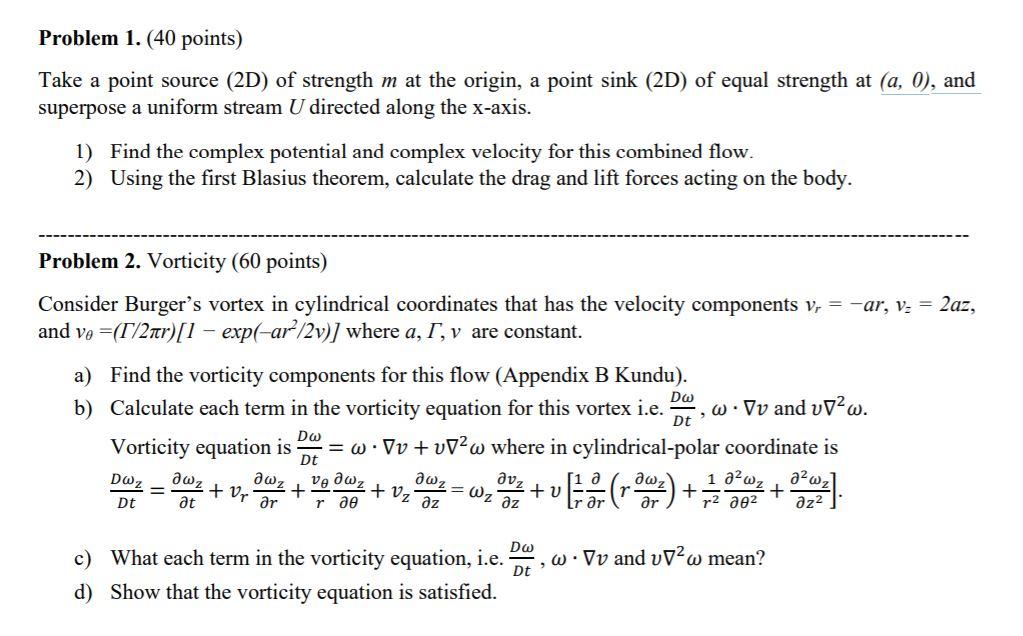 Problem 1. (40 points) Take a point source (2D) of | Chegg.com