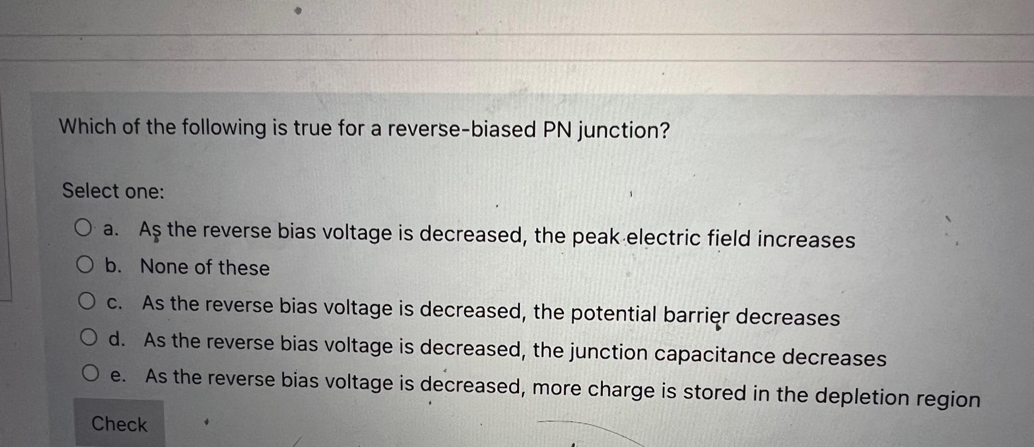 Solved Which of the following is true for a reverse-biased | Chegg.com