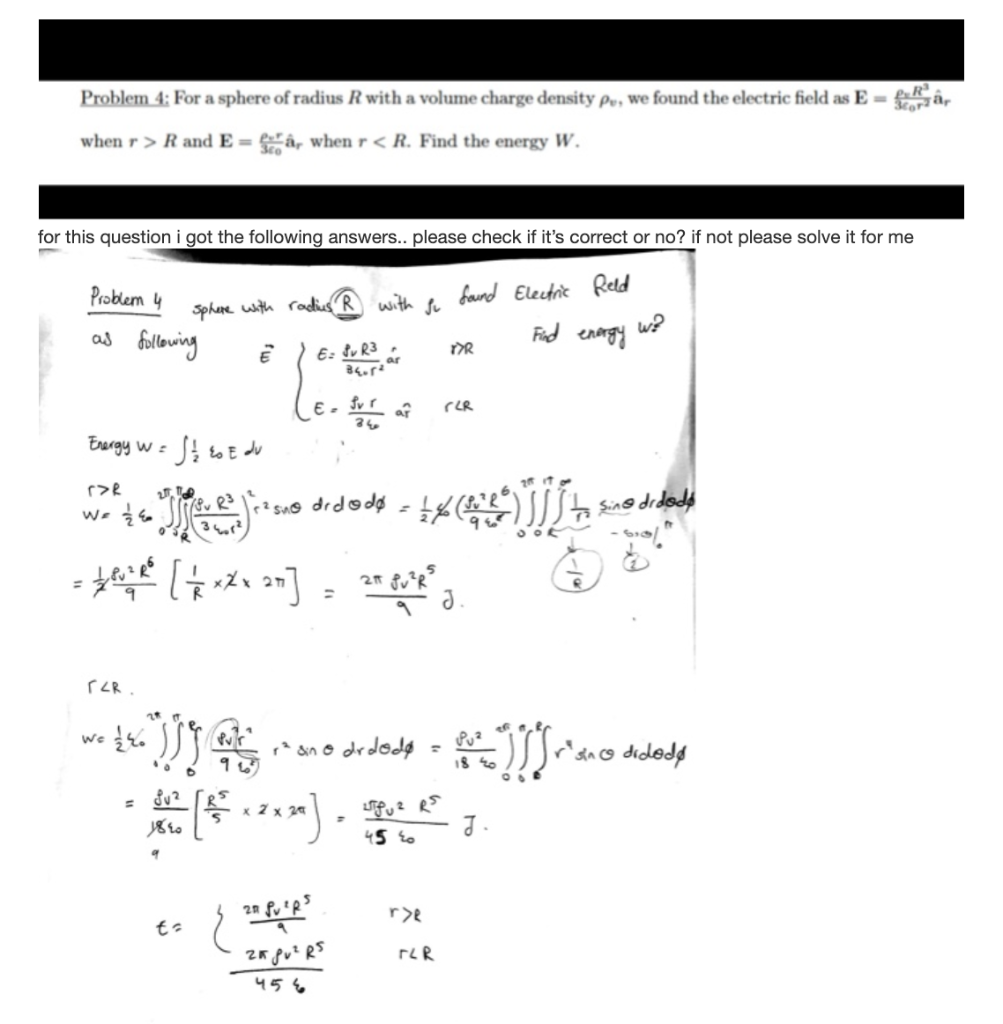 Problem 4 For A Sphere Of Radius R With A Volume Chegg Com