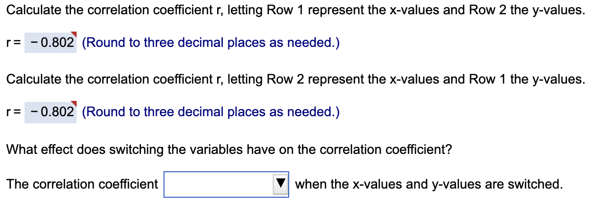 Solved Calculate the correlation coefficient r letting Row