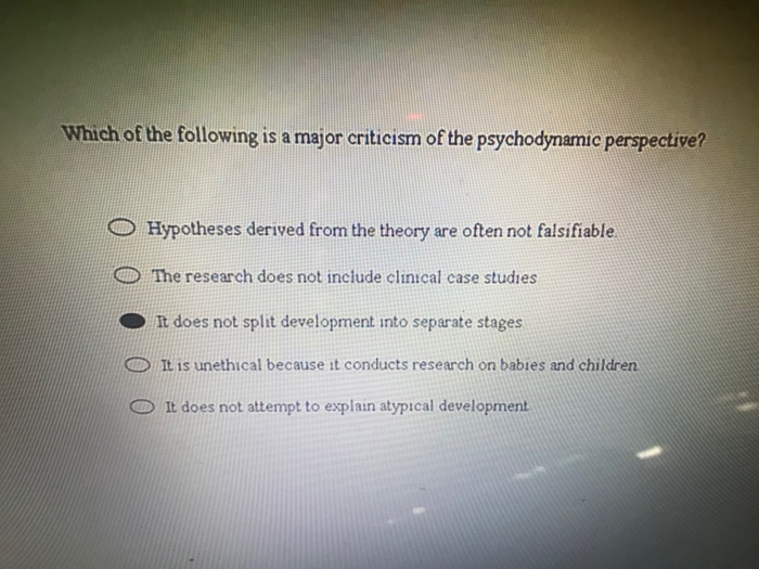 Solved Which of the following is a major criticism of the | Chegg.com