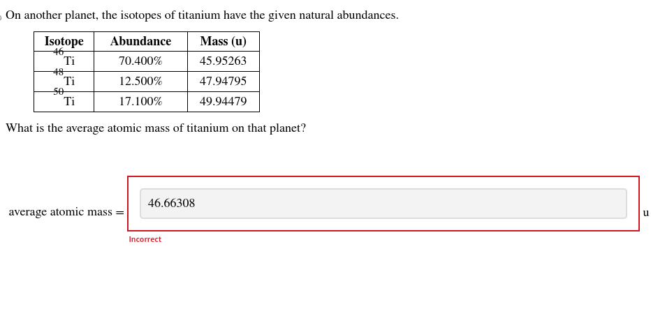 Solved On another planet, the isotopes of titanium have the | Chegg.com