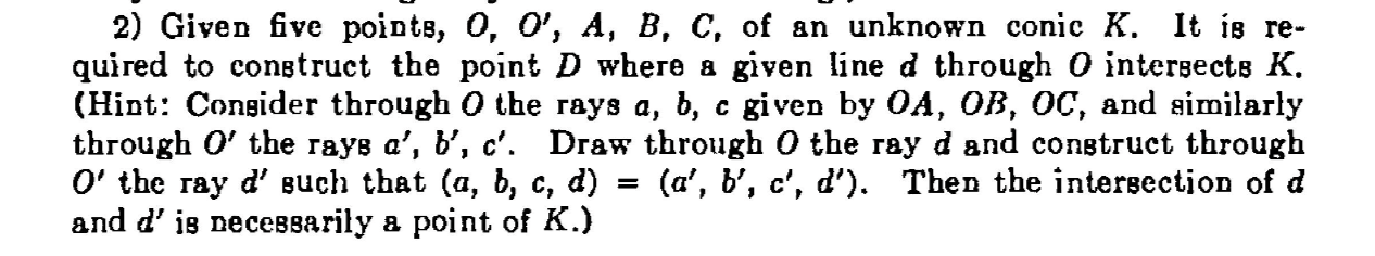 Solved 2) Given five points, O,O′,A,B,C, of an unknown conic | Chegg.com