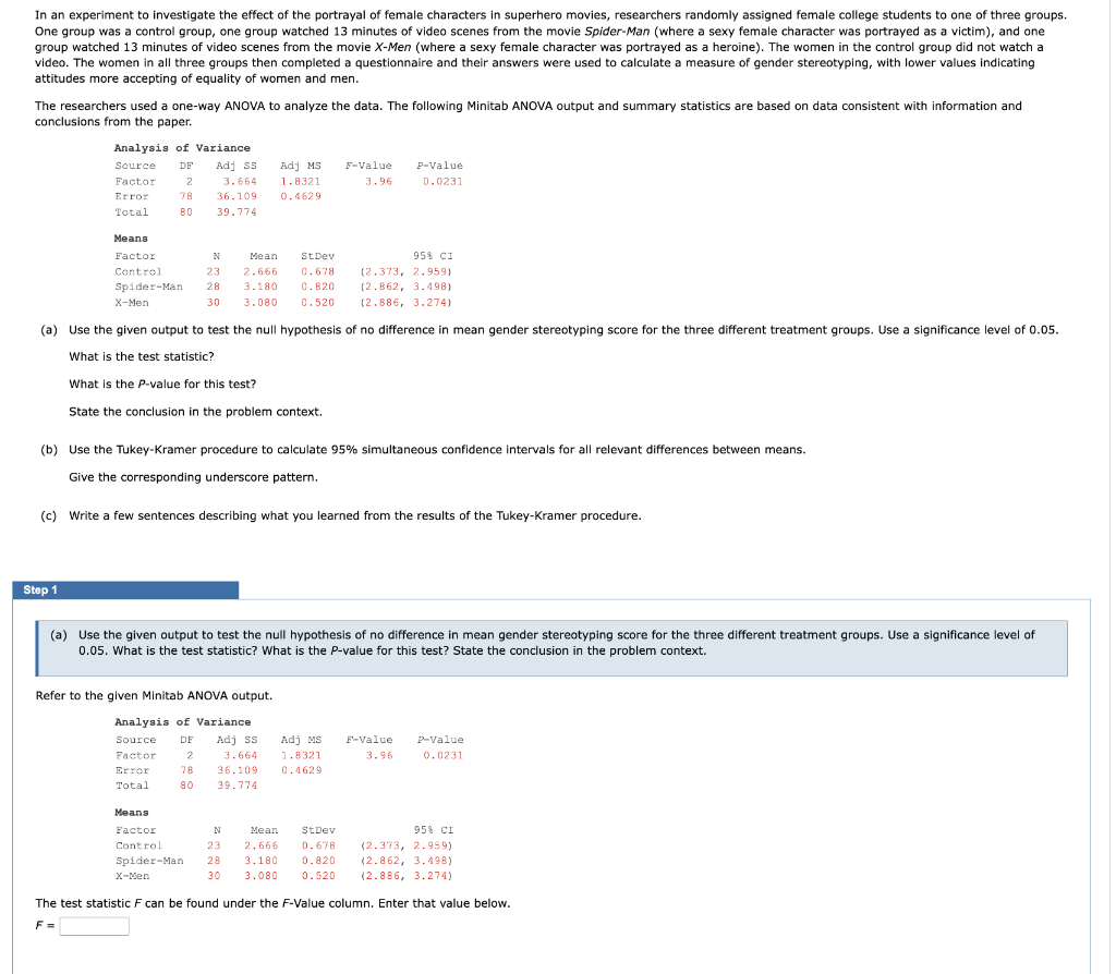 Solved In an experiment to investigate the effect of the | Chegg.com