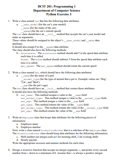 Solved DCIT 201: Programming 1 Department of Computer | Chegg.com