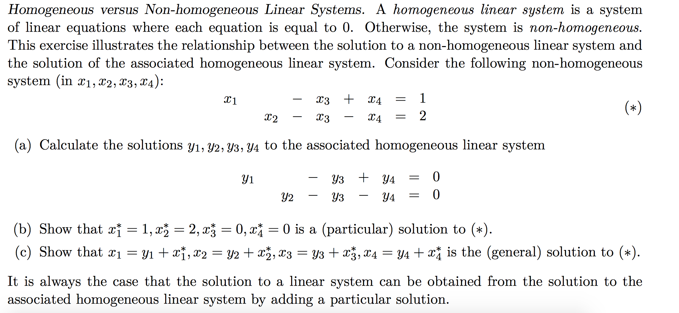 Solved Homogeneous Versus Non Homogeneous Linear Systems A 5876