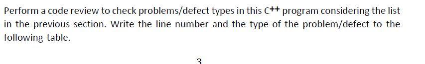 Solved Perform a code review to check problems/defect types | Chegg.com