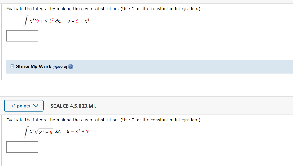 Evaluate The Integral Making The Given Chegg 